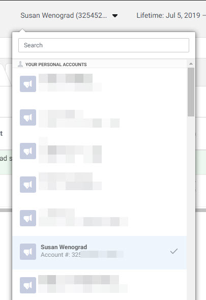 List of Ad Accounts and IDs in Facebook Business Manager